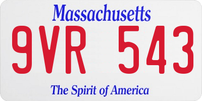 MA license plate 9VR543