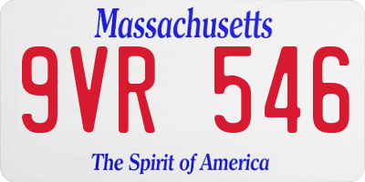 MA license plate 9VR546