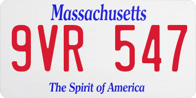 MA license plate 9VR547