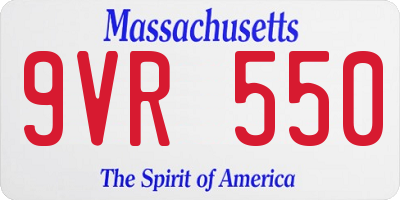 MA license plate 9VR550