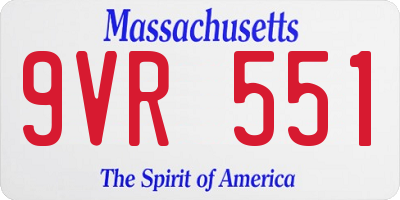 MA license plate 9VR551