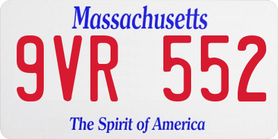 MA license plate 9VR552