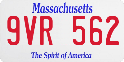 MA license plate 9VR562