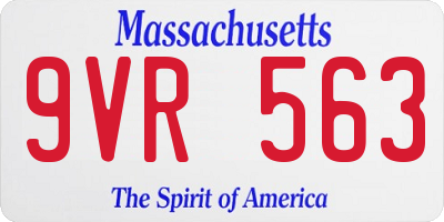 MA license plate 9VR563