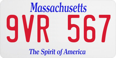 MA license plate 9VR567