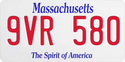 MA license plate 9VR580
