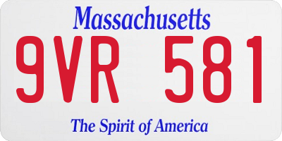 MA license plate 9VR581