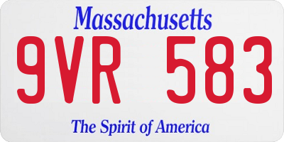 MA license plate 9VR583
