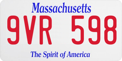 MA license plate 9VR598