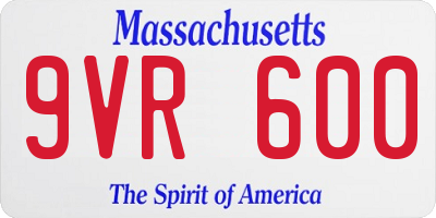 MA license plate 9VR600