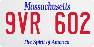 MA license plate 9VR602