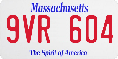 MA license plate 9VR604