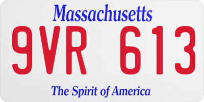 MA license plate 9VR613