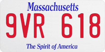 MA license plate 9VR618