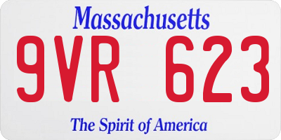 MA license plate 9VR623