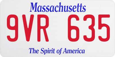 MA license plate 9VR635