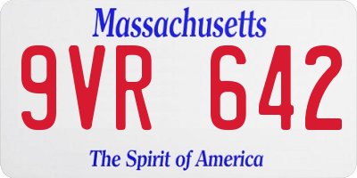 MA license plate 9VR642