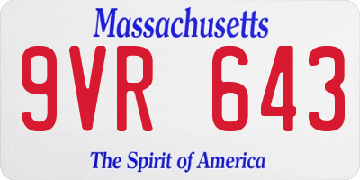 MA license plate 9VR643