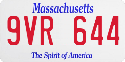 MA license plate 9VR644