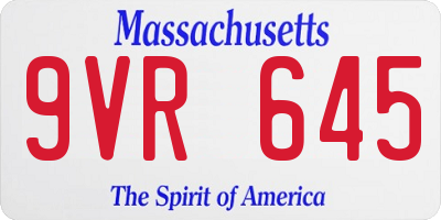 MA license plate 9VR645