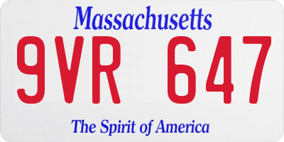 MA license plate 9VR647