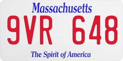 MA license plate 9VR648