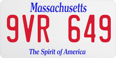 MA license plate 9VR649