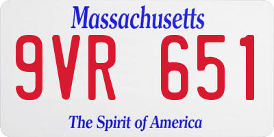 MA license plate 9VR651