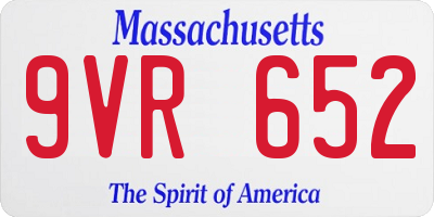 MA license plate 9VR652
