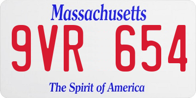 MA license plate 9VR654