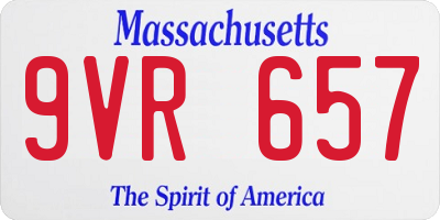MA license plate 9VR657