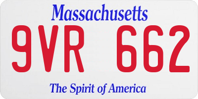 MA license plate 9VR662