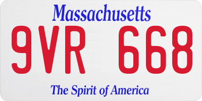 MA license plate 9VR668