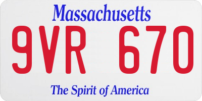 MA license plate 9VR670