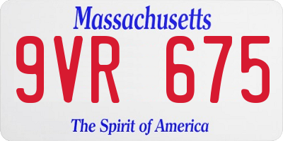 MA license plate 9VR675