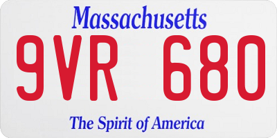 MA license plate 9VR680