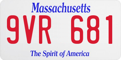 MA license plate 9VR681