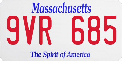 MA license plate 9VR685