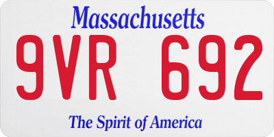 MA license plate 9VR692