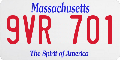 MA license plate 9VR701
