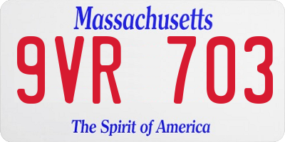 MA license plate 9VR703
