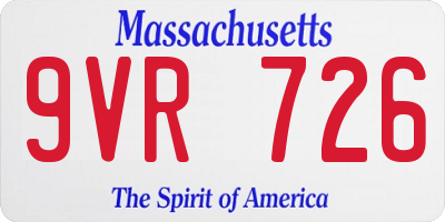 MA license plate 9VR726