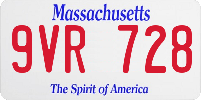 MA license plate 9VR728