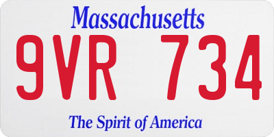MA license plate 9VR734