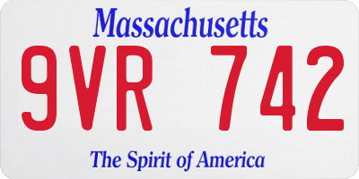 MA license plate 9VR742