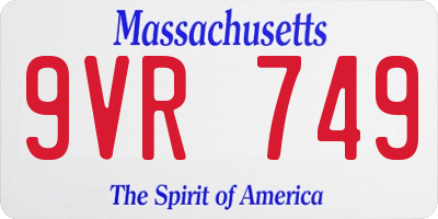 MA license plate 9VR749