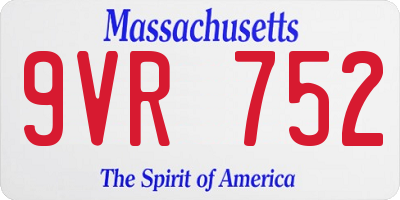 MA license plate 9VR752