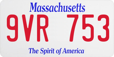 MA license plate 9VR753
