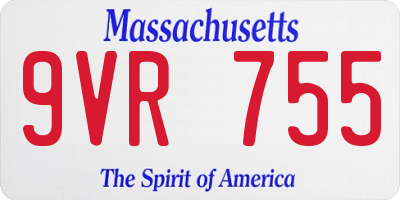 MA license plate 9VR755