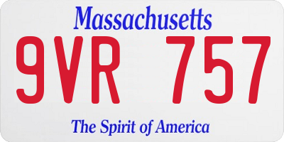 MA license plate 9VR757
